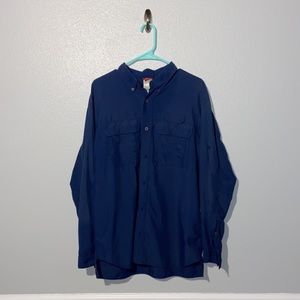 North Face Navy Long-Sleeve Button Down